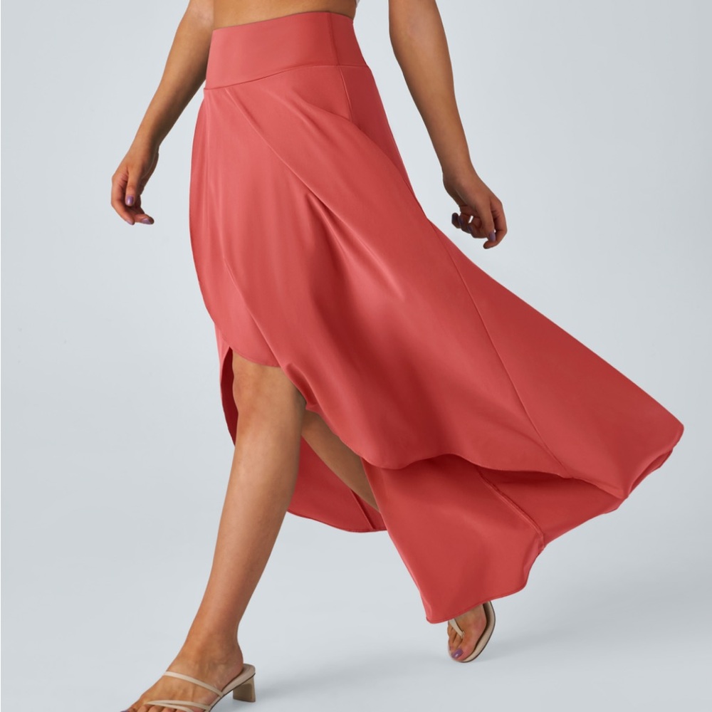 Breezeful High Waisted High-Low Elegant Coral Women's Skirt